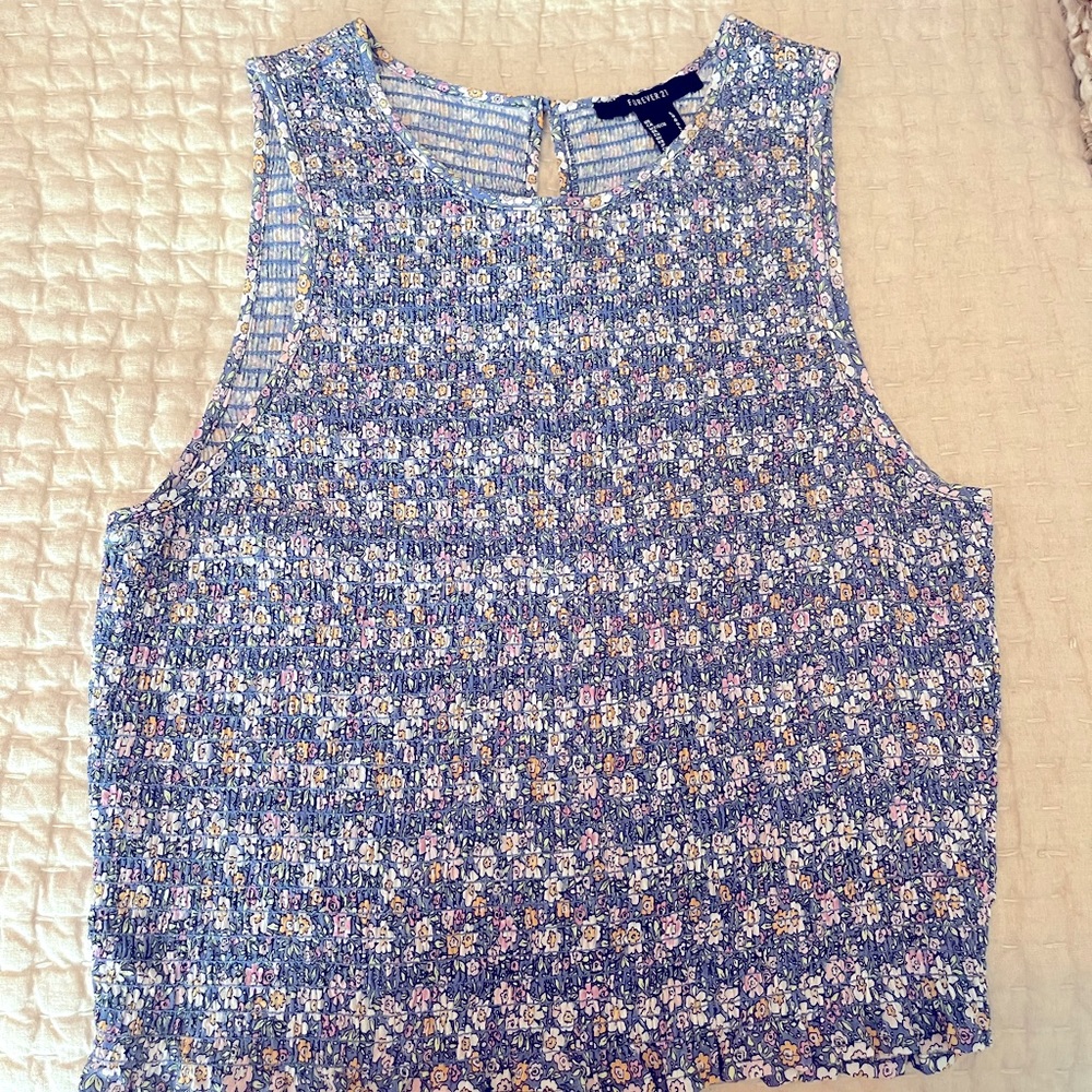 Purple Floral Cropped Top